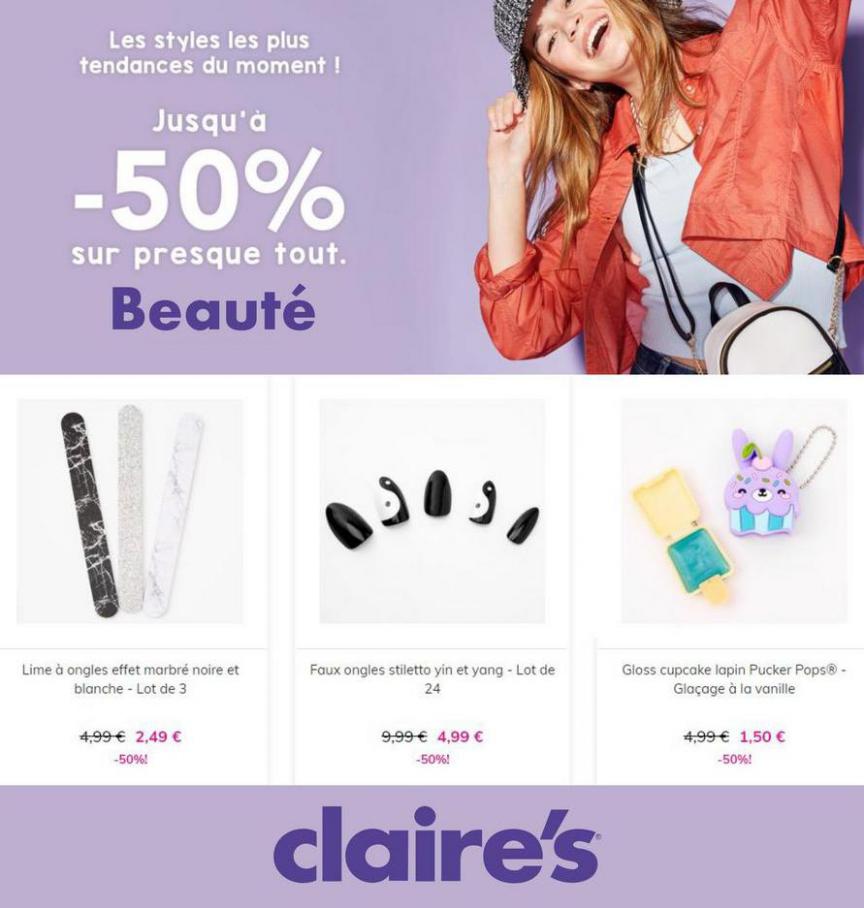 JUSQU´Á -50% SUR PRESQUE TOUT Beauté. Claire's (2021-10-01-2021-10-01)