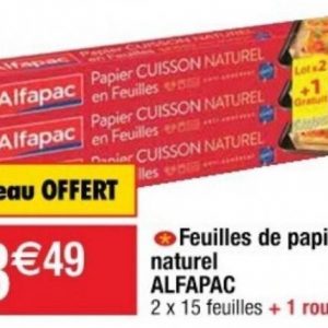 ALFAPAC Papier Cuisson Naturel en Feuilles - x15