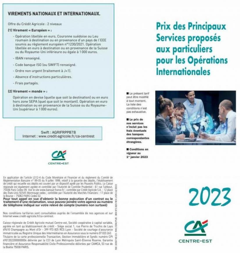 Tarifs International 2023. Crédit Agricole (2023-03-01-2023-03-01)