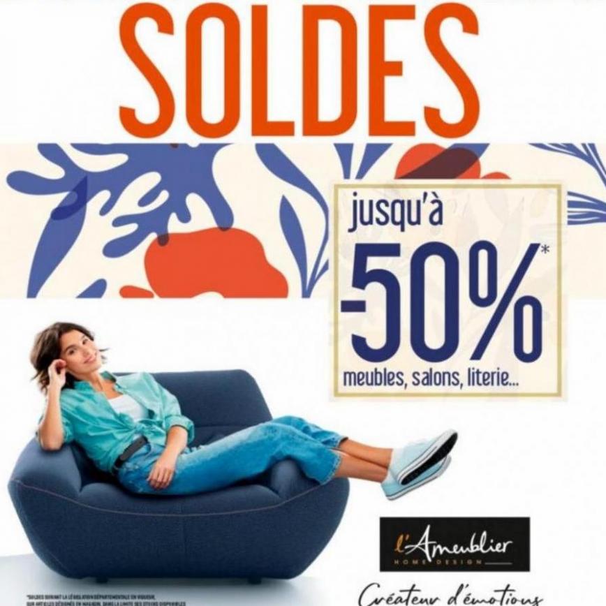 SOLDES jusqu’à -50%* sur une sélection de meubles, salons et literie. L'Ameublier (2023-07-25-2023-07-25)