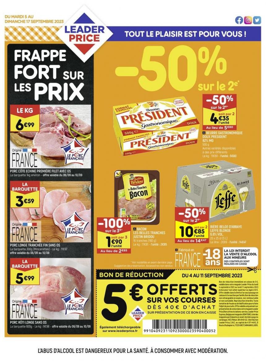 Frappe Fort Sur Les Prix. Leader Price (2023-09-17-2023-09-17)