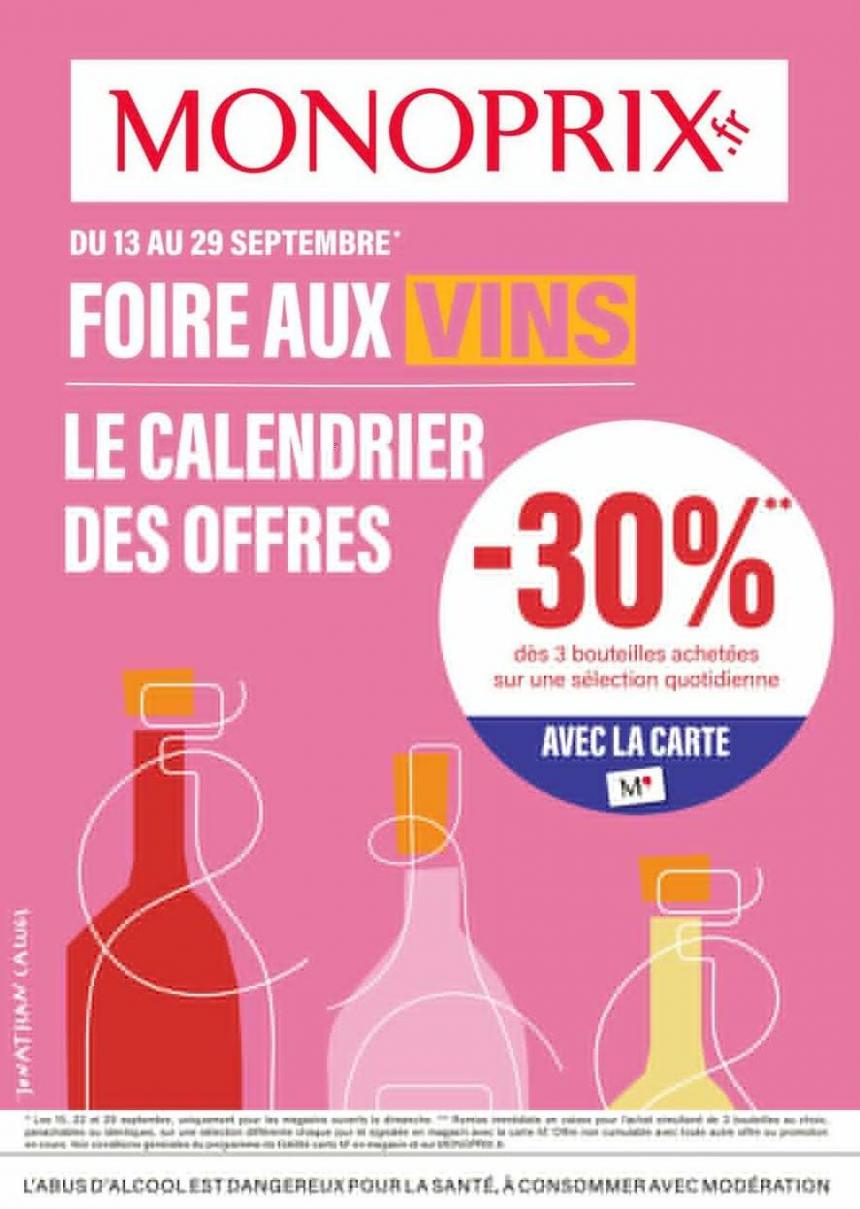 Le Calendrier Des Offres De La Foire Aux Vins. Monoprix (2024-09-29-2024-09-29)